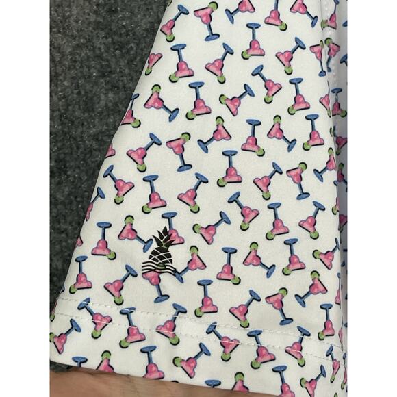 Chubbie's The Shaken Not Stirred Performance Polo Men's XL White, Pink, and Blue - Picture 6 of 13